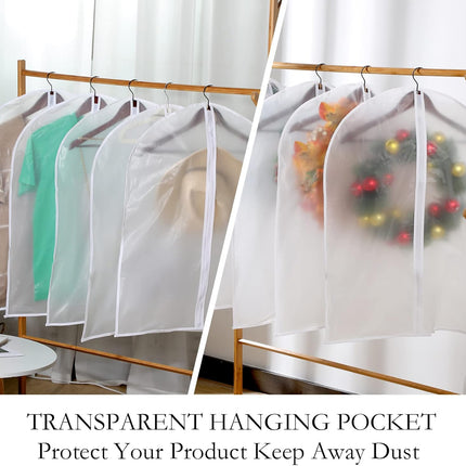100 Pcs 24'' x 32'' Clear Garment Bags Full Zipper Suit Lightweight Clothes Cover for Hanging PEVA Protectors Breathable Dust Plastic.
