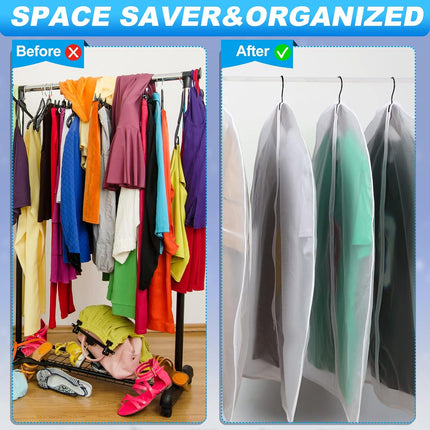 100 Pcs 24'' x 32'' Clear Garment Bags Full Zipper Suit Lightweight Clothes Cover for Hanging PEVA Protectors Breathable Dust Plastic.