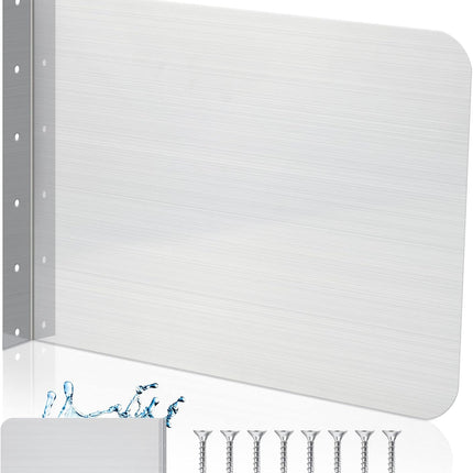 20 x 12 Inch Stainless Steel Splash Guard Wall Mount with Screws for Bathroom Sink Side Prep Sinks Protector Commercial Kitchen Restaurant.