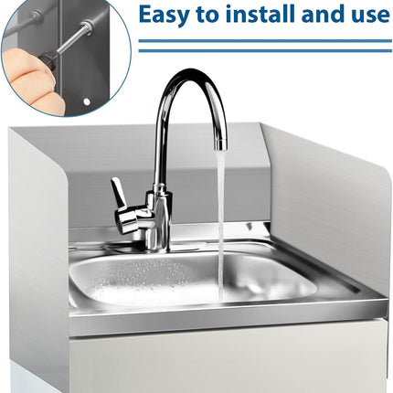 20 x 12 Inch Stainless Steel Splash Guard Wall Mount with Screws for Bathroom Sink Side Prep Sinks Protector Commercial Kitchen Restaurant.
