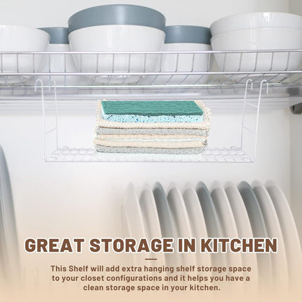 4 Pieces 14.7 Inch Hanging Wire Shelf Organizer Closet Storage Shelves Shelving Rack Accessories for Pantry Room Bathroom Organization, White.