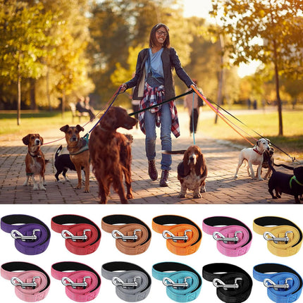 12 Pack Dog Leash Bulk, Double Sided Reflective, Nylon Leashes with Padded Handle for Small, Medium, and Large Dogs, 5 Feet Long, Puppy Walking Training.