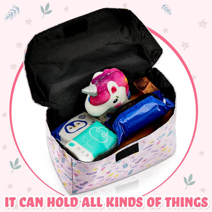 2 Pcs Bike Basket Kids Girls Boys Handlebar Bag Bicycle Front Storage Pouch Scooter Accessories for Balance Stroller Wheelchair  White and Pink.