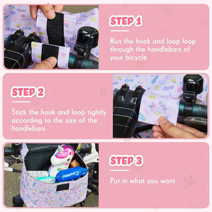 2 Pcs Bike Basket Kids Girls Boys Handlebar Bag Bicycle Front Storage Pouch Scooter Accessories for Balance Stroller Wheelchair  White and Pink.