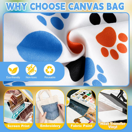 24 Pack 8x8.5 Inch Mini Dog Paw Print Canvas Tote Bags Reusable Small for Pet Party Favors Retail Packaging Cat Lover Gifts Goodie Bag Birthday Wedding Halloween.