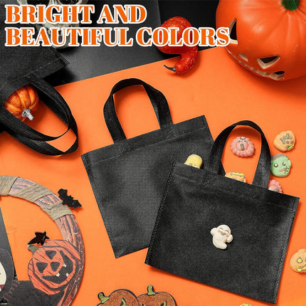 80 Pack Non Woven Party Favor Bag 9.8'' Reusable Tote Bags Bulk with Handles for Birthday Supplies Black.