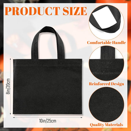80 Pack Non Woven Party Favor Bag 9.8'' Reusable Tote Bags Bulk with Handles for Birthday Supplies Black.
