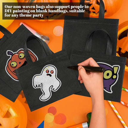 80 Pack Non Woven Party Favor Bag 9.8'' Reusable Tote Bags Bulk with Handles for Birthday Supplies Black.