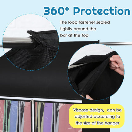 4 Pcs 43'' Garment Bags for Hanging with Zippers Clothes Storage Rack Cover Sealed Dust Wardrobe Clothing Organizer Suit Coat.