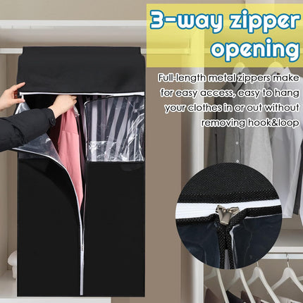 4 Pcs 43'' Garment Bags for Hanging with Zippers Clothes Storage Rack Cover Sealed Dust Wardrobe Clothing Organizer Suit Coat.