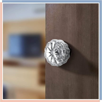8 Set Crystal Door Knobs Mortise Style Fluted Glass Antique with Spindle Doorknobs for Interior Doors (Bronze) Bronze.