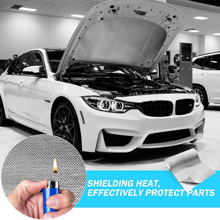 2 Pcs 24'' x 48'' Aluminized Heat Shield Thermal Barrier Adhesive Backed Blanket Wrap Fiberglass Insulation Reflective Material High Temp Protection for Exhaust Wood Fireplace Stove.