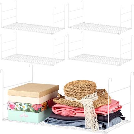 4 Pieces 24 Inch Wire Hanging Shelves White Shelf Long Steel Added Storage Accessory for Closet Pantry Organization Bathroom Bookshelf Kitchen Laundry.