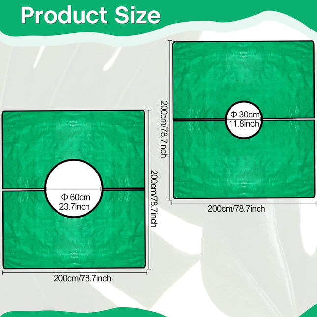 2 Set Landscape Pruning Tarp 78.7"x78.7" Waterproof Bush Trimming with Hole Shrub Catcher Four Corner Buckles for Leaf Collection Garden Tree Accessories.