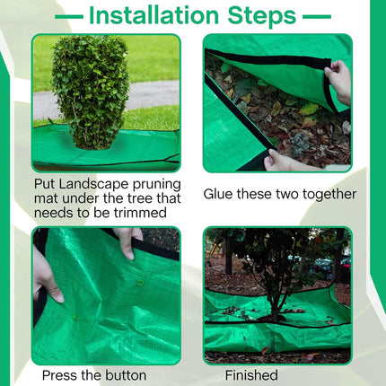 2 Set Landscape Pruning Tarp 78.7"x78.7" Waterproof Bush Trimming with Hole Shrub Catcher Four Corner Buckles for Leaf Collection Garden Tree Accessories.
