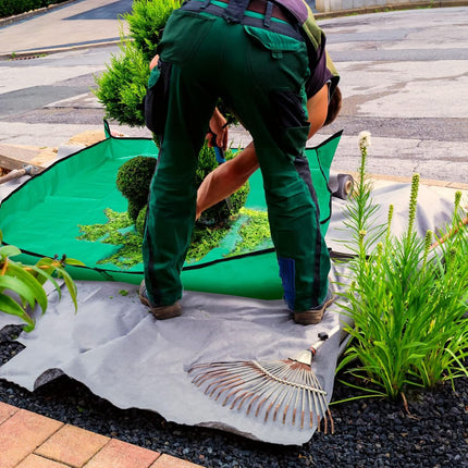 2 Set Landscape Pruning Tarp 78.7"x78.7" Waterproof Bush Trimming with Hole Shrub Catcher Four Corner Buckles for Leaf Collection Garden Tree Accessories.