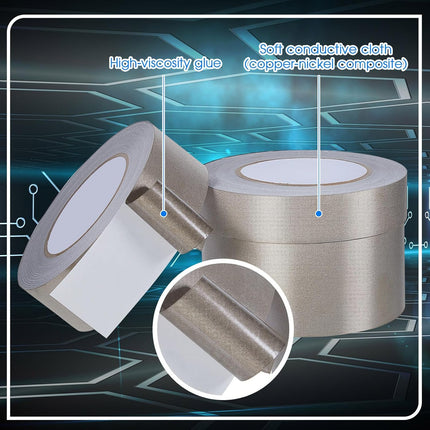 3 Roll Double Conductive Fabric Tape Cloth Adhesive Roll(1in x 100ft, 1.5in 2in 100ft)  1in 100ft.