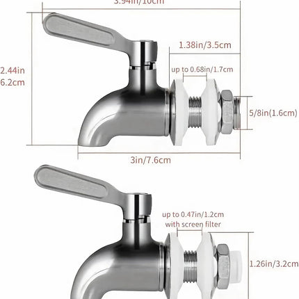 Stainless Steel Beverage Jar Dispenser Replacement Spigot Faucet, For Dispensers - Durable Outdoor Water Faucet Sun Tea Jars, Perfect Parties & Camping 16mm（5/8 inch）.