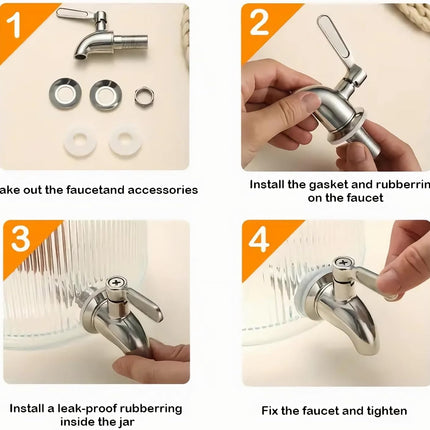 Stainless Steel Beverage Jar Dispenser Replacement Spigot Faucet, For Dispensers - Durable Outdoor Water Faucet Sun Tea Jars, Perfect Parties & Camping 16mm（5/8 inch）.