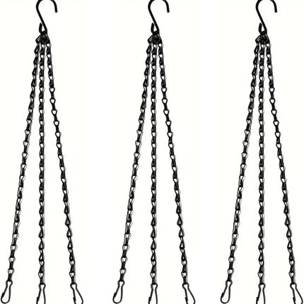 Hanging Basket Chain, 3 Sets Plant Hanger Metal Chains with Clips for Flower Pots, Planters, Bird Cage, Lanterns(Black) (Clips).