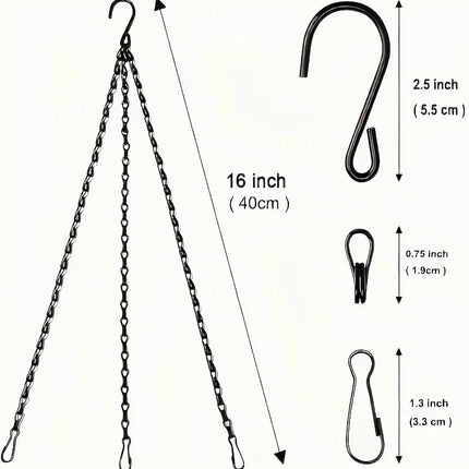 Hanging Basket Chain, 3 Sets Plant Hanger Metal Chains with Clips for Flower Pots, Planters, Bird Cage, Lanterns(Black) (Clips).