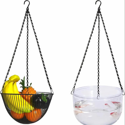 Hanging Basket Chain, 3 Sets Plant Hanger Metal Chains with Clips for Flower Pots, Planters, Bird Cage, Lanterns(Black) (Clips).