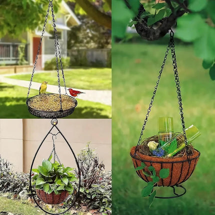 Hanging Basket Chain, 3 Sets Plant Hanger Metal Chains with Clips for Flower Pots, Planters, Bird Cage, Lanterns(Black) (Clips).
