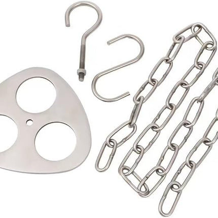 1Pack Camping Tripod Board - Turn Branches Into Camp Fire Tripod,Long Chain Stainless Steel with for Hanging Cookware Portable.