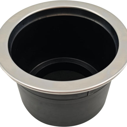 4Pcs Cup Holder Insert Plastic Universal Drop in with Drain, for RV Boat Car, Pontoon Table Sofa,Stainless Steel Edging.