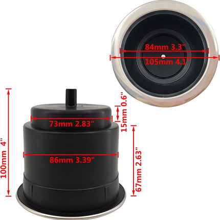 4Pcs Cup Holder Insert Plastic Universal Drop in with Drain, for RV Boat Car, Pontoon Table Sofa,Stainless Steel Edging.
