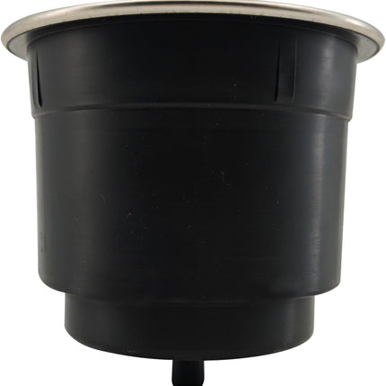 4Pcs Cup Holder Insert Plastic Universal Drop in with Drain, for RV Boat Car, Pontoon Table Sofa,Stainless Steel Edging.