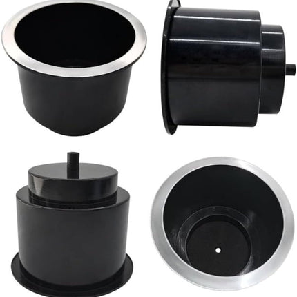 4Pcs Cup Holder Insert Plastic Universal Drop in Chrome with Drain, for RV Boat Car, Pontoon Table Sofa.