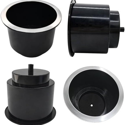 4Pcs Cup Holder Insert Plastic Universal Drop in Chrome with Drain, for RV Boat Car, Pontoon Table Sofa.