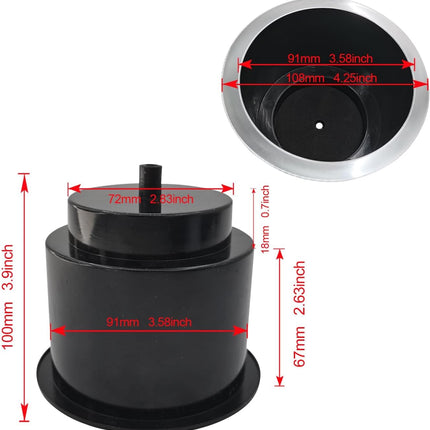 4Pcs Cup Holder Insert Plastic Universal Drop in Chrome with Drain, for RV Boat Car, Pontoon Table Sofa.