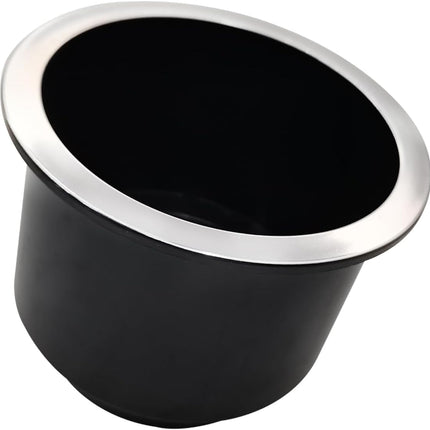 4Pcs Cup Holder Insert Plastic Universal Drop in Chrome with Drain, for RV Boat Car, Pontoon Table Sofa.