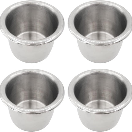 4Pcs Stainless Steel Cup Holder,Drop-in Anti-Spill Heavy Duty Poker Table Holder Inserts Fits Standard Soda Can for Desk, Boats, RV Cars & Trucks.