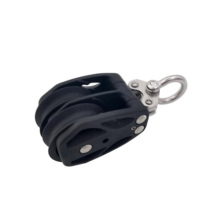 Double Pulley Block Stainless Steel Nylon Marine Rope Runner Kayak Bearing Wire Lifting Swivel Hook.