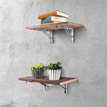 2 PCS Heavy Duty Stainless Steel Folding Shelf Bench Table Bracket, Max Load: 660lb/300kg, Long Release Arm 12 Inch.