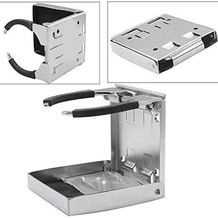 316 Stainless Steel Adjustable Fold Down Cup Drink Holder Marine Boat Caravan Car for Mug up to Dia 3.15".