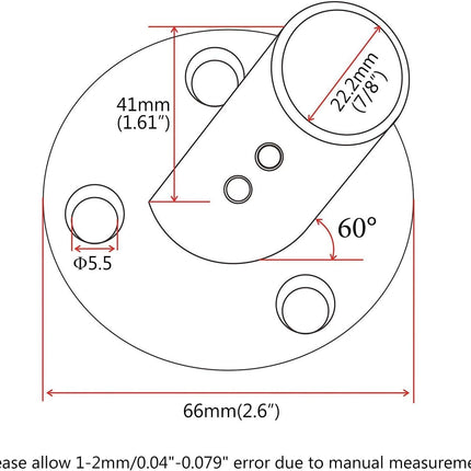 7/8'' 60 Degree Stainless Steel Boat Round Base Handrail Fittings.