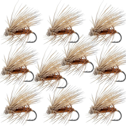 Elk Hair Caddis Fly Kit, 10-Pack Caddisflies Dry Trout Flies Fishing Lures Assortment with Storage Box, Size 16/18 for 16.