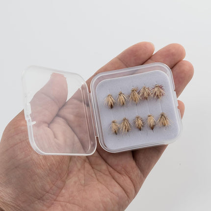 Elk Hair Caddis Fly Kit, 10-Pack Caddisflies Dry Trout Flies Fishing Lures Assortment with Storage Box, Size 16/18 for 16.