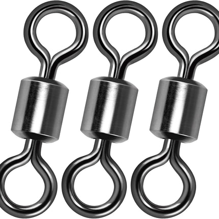 Fishing Barrel Swivels, 40 to100-Pack Swivels Tackle Freshwater Saltwater Swivel Rolling Heavy Duty Stainless Steel Lures Leaders Line Connectors Terminal  #8(42LB)-100 Pack.
