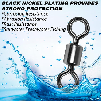 Fishing Barrel Swivels, 40 to100-Pack Swivels Tackle Freshwater Saltwater Swivel Rolling Heavy Duty Stainless Steel Lures Leaders Line Connectors Terminal  #8(42LB)-100 Pack.
