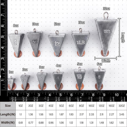 Pyramid Sinkers Fishing Weights Sinkers, Saltwater Freshwater Lead Weight Sinker for Ocean Surf Gear Catfish Tackle 1oz 2oz 3oz 4oz 5oz 6oz 8oz 10oz 12oz 16oz 32oz  10 Pack Kit: 1oz*3, 2oz*3, 3oz*2,.