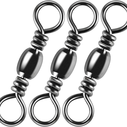 100-Pack Fishing Barrel Swivels, High Strength Stainless Solid Ring Brass Swivel with Black Nickel Coating, Rolling Swivels Tackle Line Connector Saltwater Freshwater  #16-18LB.
