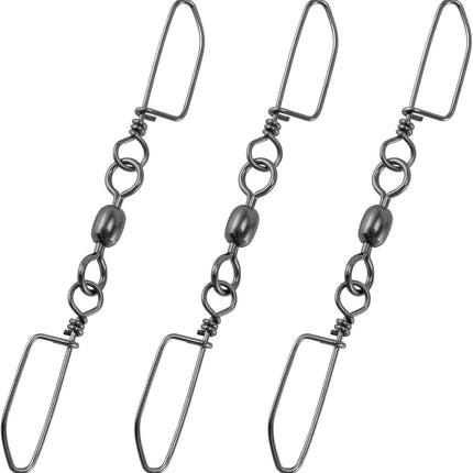 30-Pack Double Snap Swivels, Trolling Planer Board Line Release Clips, High Strength Stainless Steel Coastlock Snaps with Black Nickel Coating, Saltwater Barrel Swivels Connector  #6*1-52LB.