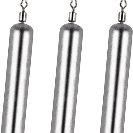 30-Pack Fishing Drop Shot Weights Sinkers Lead Dropshot Rig Freshwater Saltwater Skinny Pencil Shaped Sinker with Rolling Swivel for Bass 1/8oz- 1oz  1/4oz.