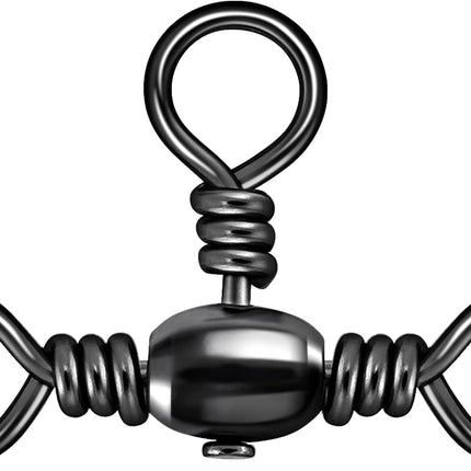 50-Pack 3 Way Swivels Fishing Tackle High Strength Stainless Steel Barrel 35-175LB Three Swivel for Saltwater Freshwater Catfish Rigs Surf  #2-101LB.