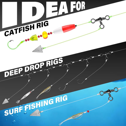 50-Pack 3 Way Swivels Fishing Tackle High Strength Stainless Steel Barrel 35-175LB Three Swivel for Saltwater Freshwater Catfish Rigs Surf  #2-101LB.